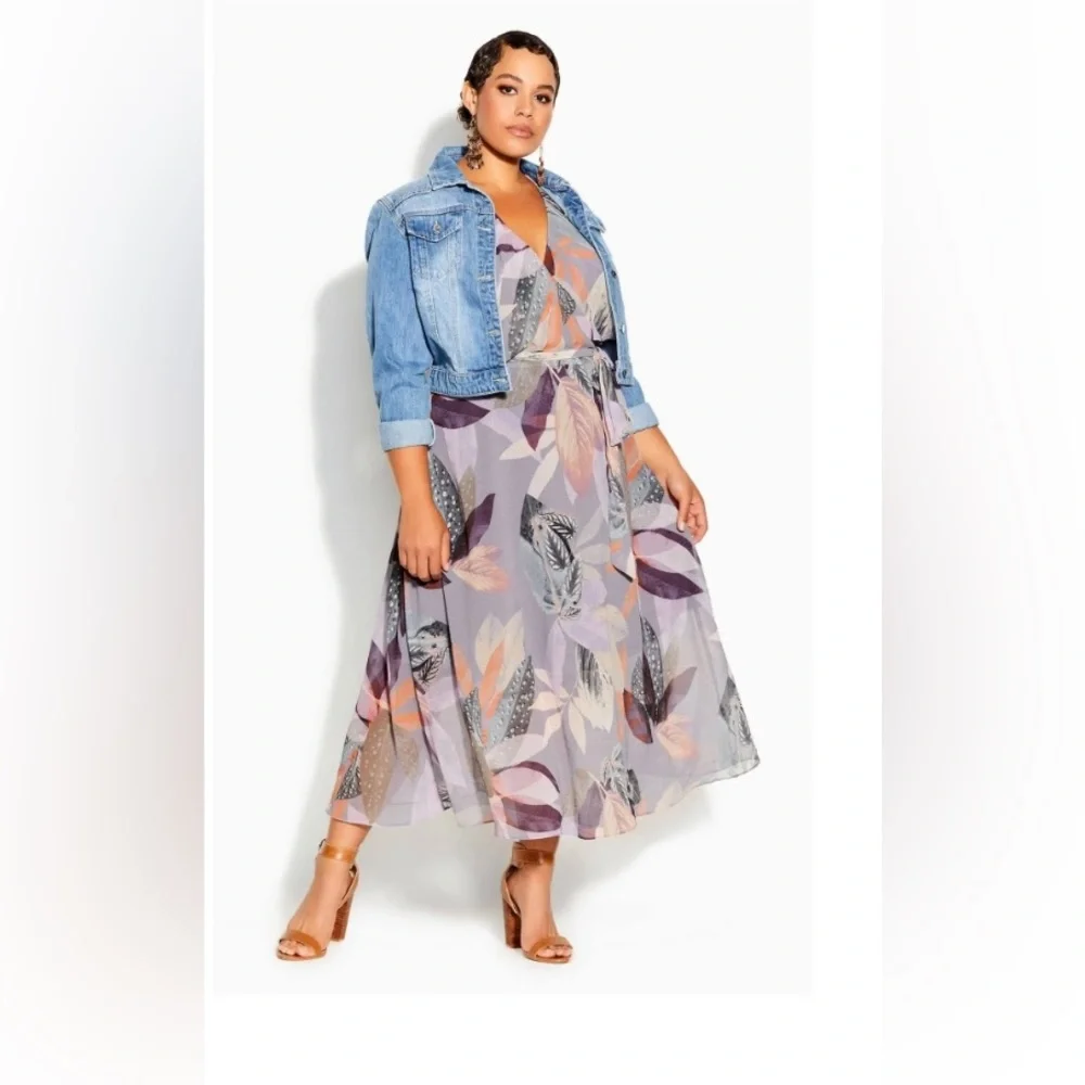 Paradise palm Mauve Maxi City Chic Lg/20 - Picture 1 of 1